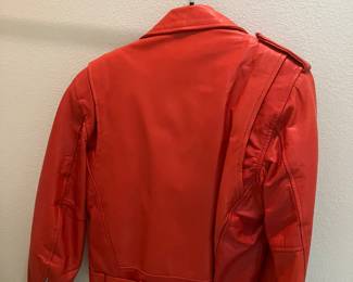 $100 	Ladies S Thinsulate Red Leather Jacket 
