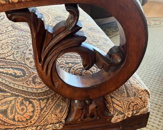 #4 - $136 - Upholstered 4-Leg Side Chair with Scroll Arms -Paisley Upholstery  27W X 21D X 41H