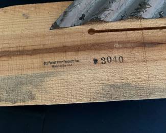 #F - $86 - Wood fish natural 36Wx10D white/red with metal fins -Bought at the Fairhope Art Festival years back 