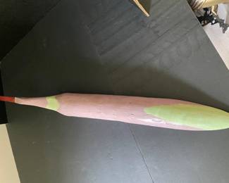 K# $86 - long bird green signed Denver & Teri Borders 20x4 