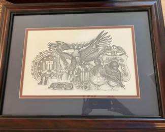 19	$90 	FBI Art with Eagle signed Abel Reynoso @ 2002
		  26W X 20H
