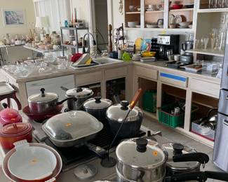 Kitchen appliances and misc pots and pans