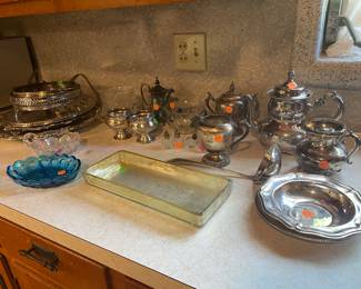 Silver plate and cut glass 