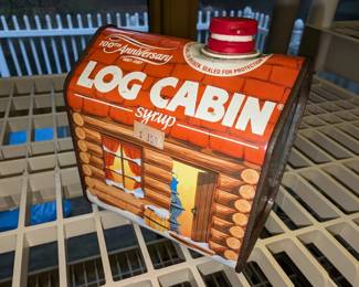VINTAGE LOG CABIN  SYRUP TIN