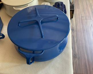 Dansk blue enamelware 2-quart and 4-quart cookware.