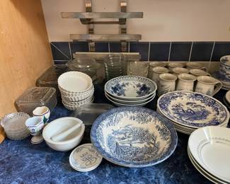 More blue and white china.