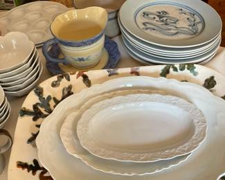 Assorted serving pieces.