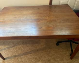 Table connected with interlocking joints.