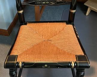 Vintage signed stenciled Ethan Allen Hitchcock eagle back side chair.