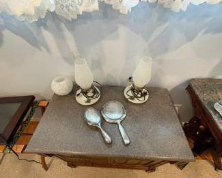 Antique four-piece bedroom set, made in Amish Country. King size bed, bureau and two night stands.