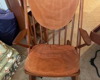 Vintage Danish mid-century teak rocking chair by Frank Reenskaug for Brahmin.