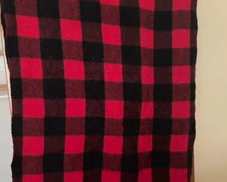 Woolrich wool blanket, read and black throw.