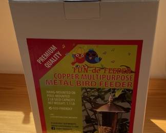 Fun-de Feeder Copper multi-purpose metal bird feeder.