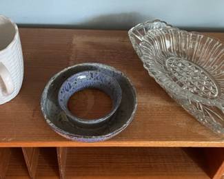 Pottery and glassware.