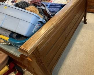 Antique four-piece bedroom set, made in Amish Country. King size bed, bureau and two night stands.