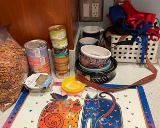Cat food and supplies.