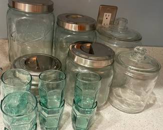 Canisters and coke glasses.