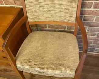 Six teak chairs (with extra fabric).