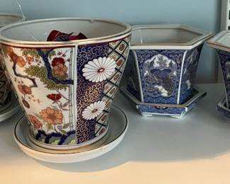 Asian design planters.