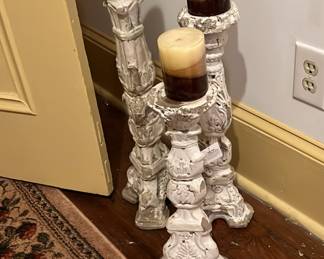 3 large candle pillars 