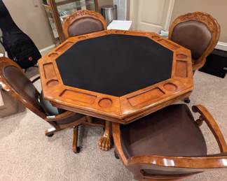Poker table and chair set, dual table top