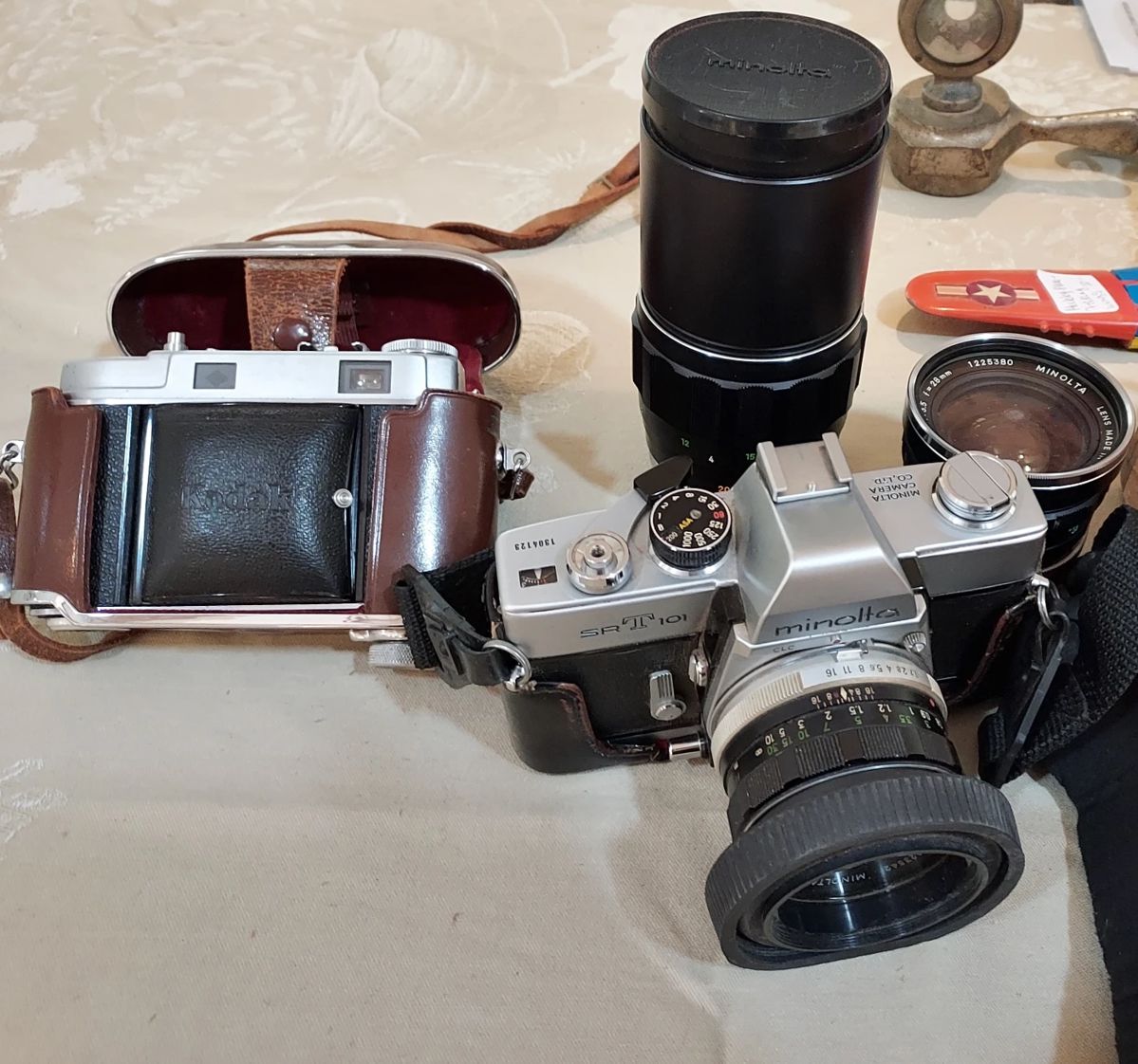 Minolta SRT101 Camera W/3 Lenses, Kodak Retina Camera