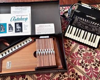 Venezia Accordian, Oscar Schmidt Autoharp W/Case