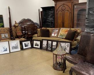 Artwork, Three piece Habersham Armoire with Bookshelves 