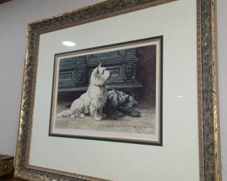 Large framed picture of terriers 