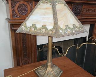 Antique Leaded Glass Lamp 