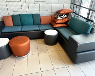  Leather and upholstered L shape sectional $750 