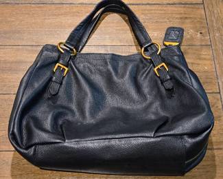 Prada Vitello Daino Black Leather Shoulder Bag
