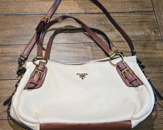 Prada White Leather Shoulder Bag