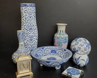 Blue and white