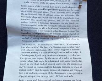 Ubi Amor IBI Fides Cross Pendant based on original cross CR. 1540 reproduction