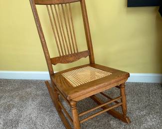 Antique caned rocker