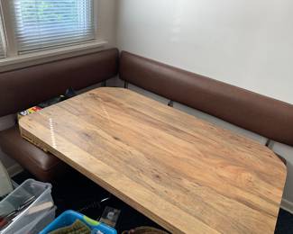 MCM kitchen set - leather benches and rectangular table - great condition