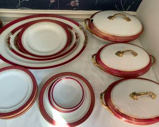 Limoge - many pieces - 9 dinner plates with these serving pieces