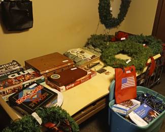 Games/ Christmas/ some clothes in closet/ Vintage ties