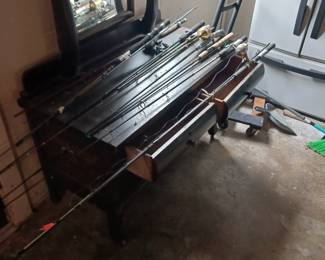 Fishing poles/Beautiful dresser
