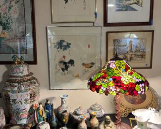 Many Chinese and Asian  porceline and cloisonne curios