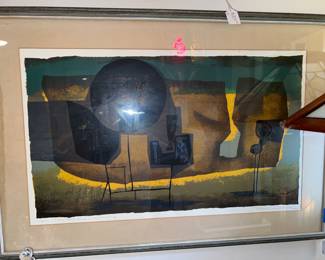 Mid century modern abstract lithograph 