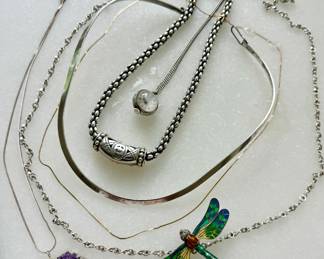 Lagos Caviar 750/925 Necklace, vintage C Bucherer Eye necklace watch, sterling necklaces, 14 kt gold