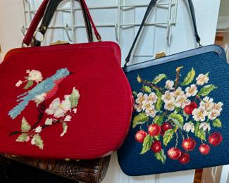 Antique needlepoint purses! Plus a host of Dooneyand Bourkes, Michael Kors, Italian Leather bags and more 