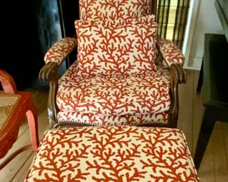 Coral Print Chair & Ottoman