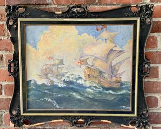 Vintage Ship's Painting