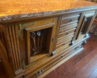 Antique Marble Top Buffet 