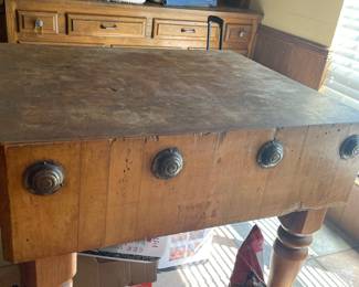 Antique Butcher Block Island 