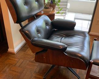 1960's Eames style black leather lounge chair (no ottoman)