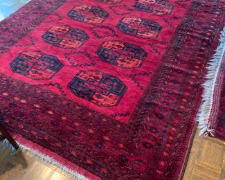 Antique Turkman Esrari hand knotted rug size 9’8” x  7’5”